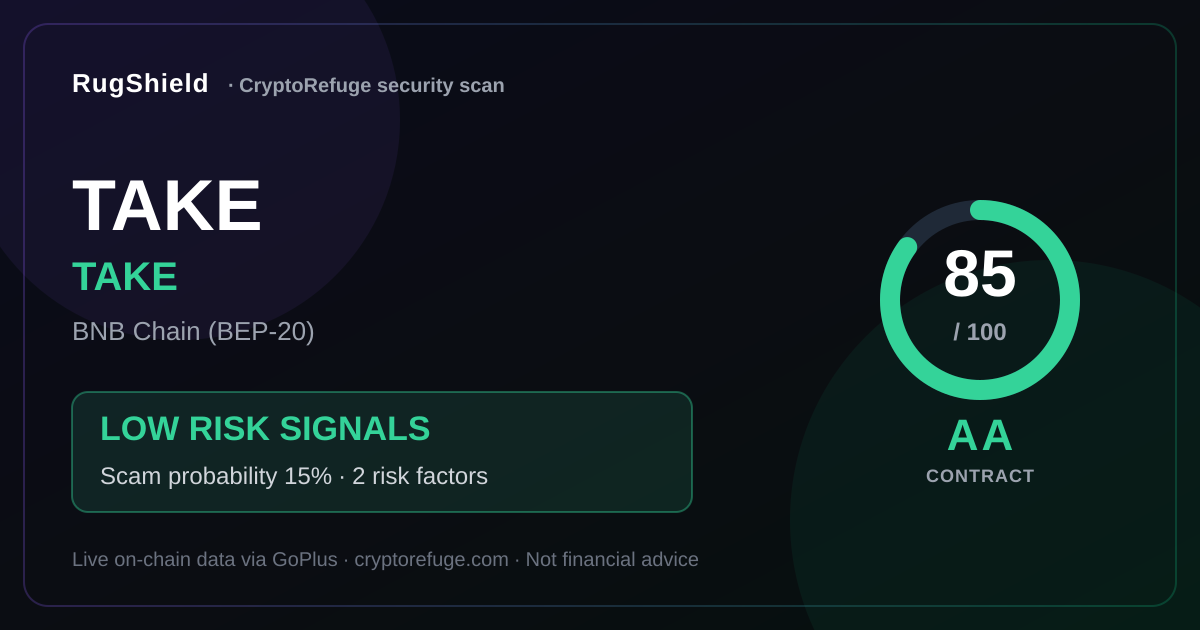 TAKE Token Security: What Our Scan Found